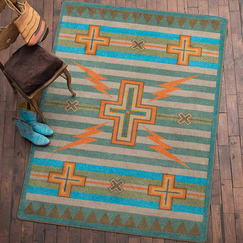 Tempest Turquoise & Gray Rug - 8 x 11