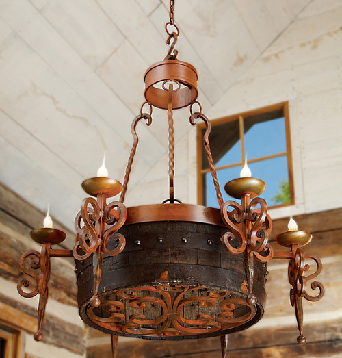 Tequila Barrel Scroll Chandelier
