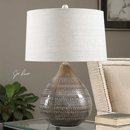 Textured Ceramic & Brushed Nickel Table Lamp