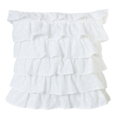 Tiered Ruffled Eyelet Pillow