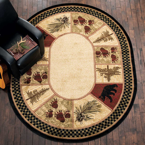 Timber Woods Bear Rug - 8 x 10 Oval