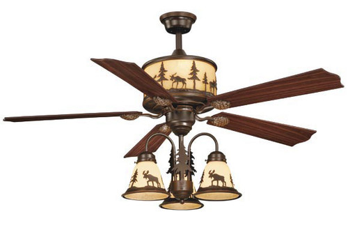 Timberland Ceiling Fan with Moose Downlights