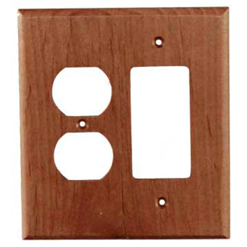 Traditional Wood Single Outlet and Rocker Switch Cover