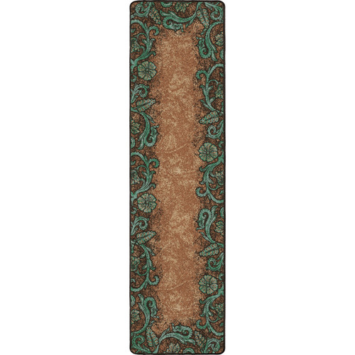 Tooled Turquoise Rug - 2 x 8