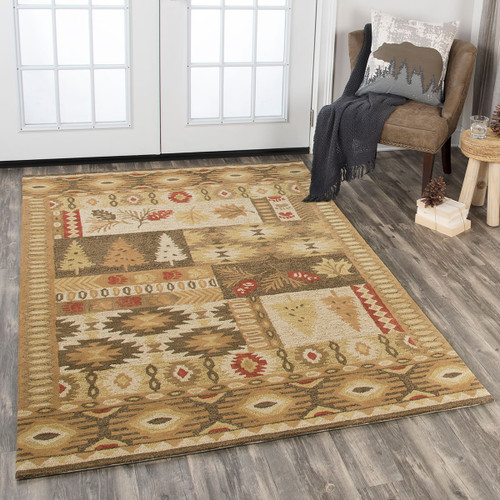 Tribal Tree Gold Rug - 8 x 10