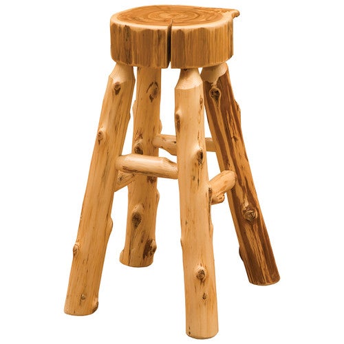 Cedar Slab Log Barstool - 30 Inch