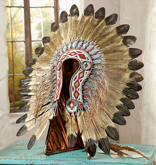 Turquoise and Red Metal Art Headdress