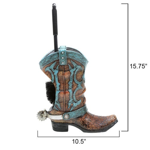 Turquoise Boot Toilet Brush Holder