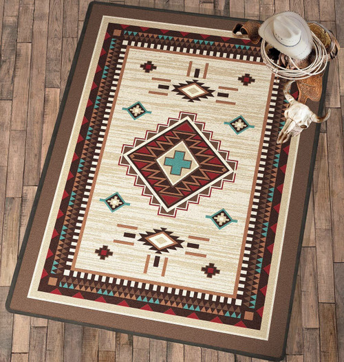 Turquoise Cross Rug - 2 x 8