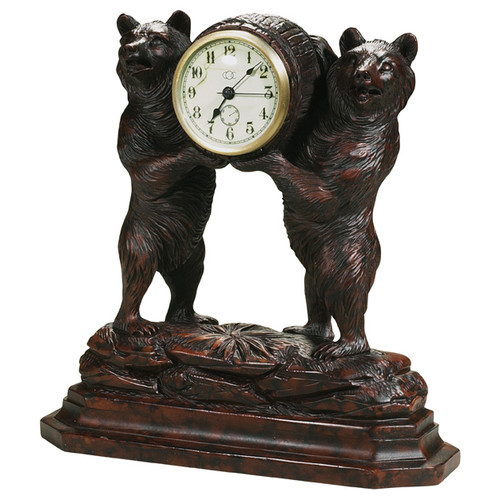 Two Bears Black Forest Clock