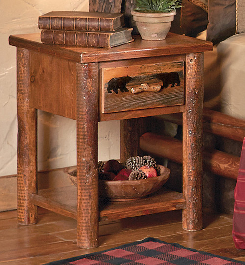 Pine Crest Bear Log Nightstand