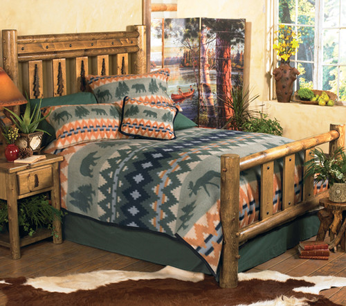 Mountain Forest Log Bed - Queen