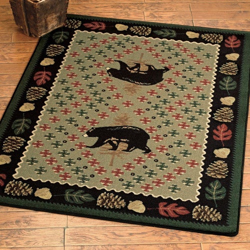 Bear Patchwork Green Rug Collection
