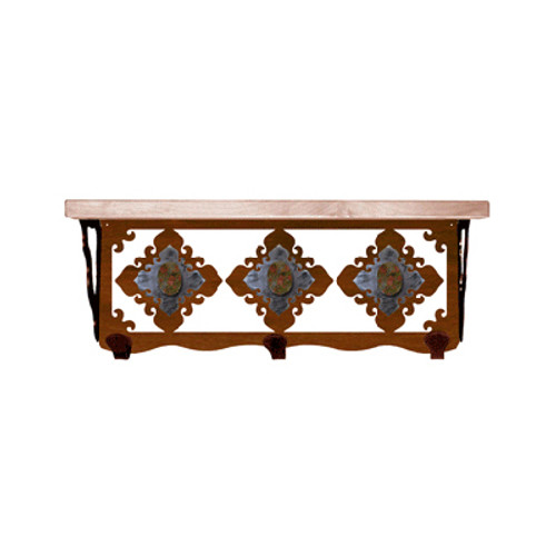 Unakite Stone 20 Inch Pine Hook Shelf