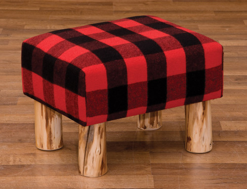 Upholstered Footstool with Cedar Legs