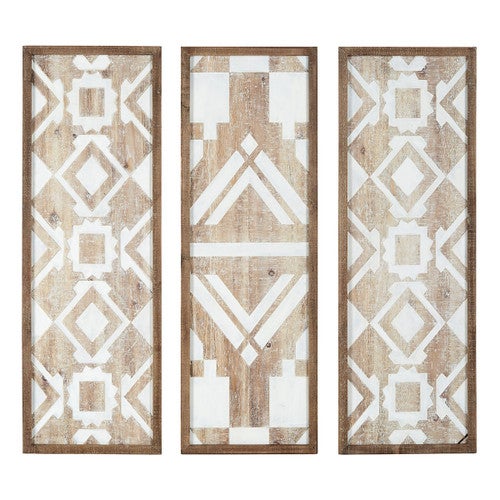 Vintage White Wood Wall Art - Set of 3