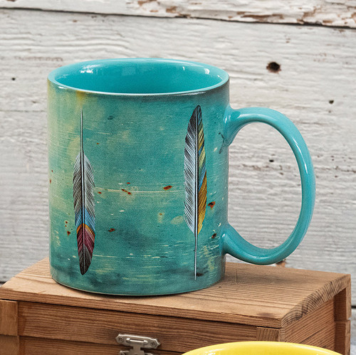 Watercolor Feathers Mugs - Set of 4 - OUT OF STOCK UNTIL 01/21/2026