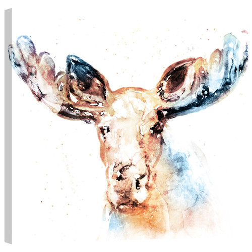 Watercolor Moose Mirror Wrapped Canvas