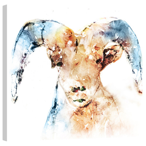 Watercolor Ram Mirror Wrapped Canvas