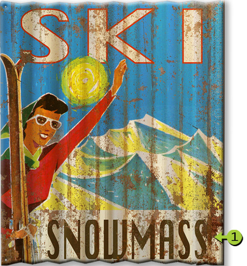 Waving Skier Personalized Corrugated Metal Sign