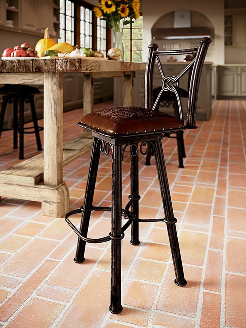 Coronado Iron Counter Stool with Back - Colonial Brown - Set of 3