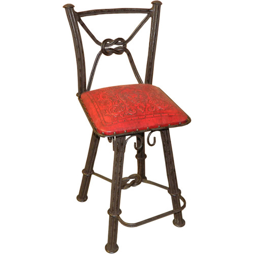 Coronado Iron Barstool with Swivel Back - Colonial Red