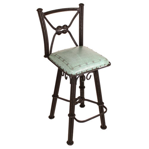 Coronado Iron Barstool with Swivel Back - Turquoise