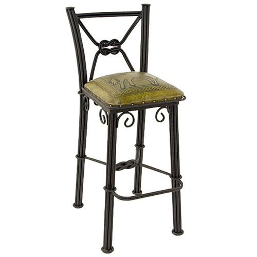 Coronado Iron Barstool with Back - Mustard Bronco - Set of 3