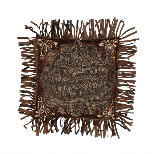 Western Paisley Beaumont Embroidered Fringed Pillow