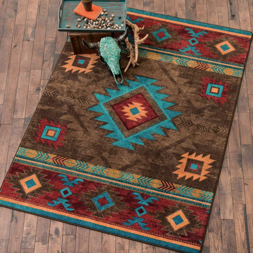 Whiskey River Turquoise Rug - 11 x 13