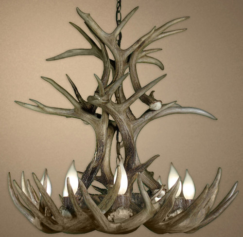 Real White-tail Deer Tiered Chandelier