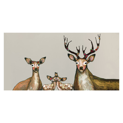 Whitetail Family Cream Canvas Art