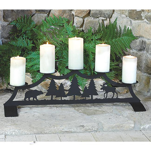 Bear and Moose Fireplace Pillar Candle Holder