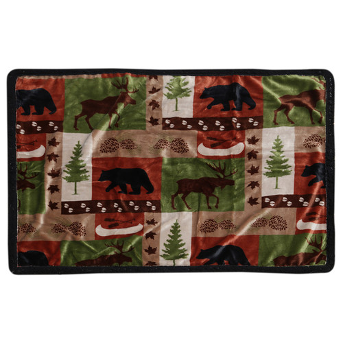 Wildlife Patch Dog Blanket with Black Sherpa - Large/X-Large