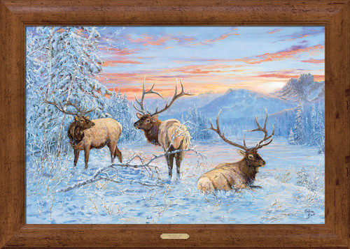 Wintry Elk Trio Framed Canvas