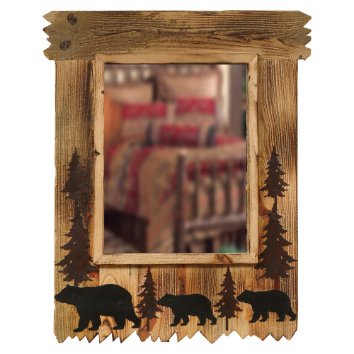 Wood Black Bear Mirror