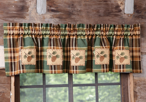 Wood River Pinecone Patch Lined Valance