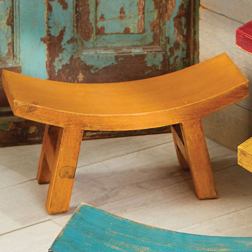 Wood Santa Fe Sitter Stool - Orange