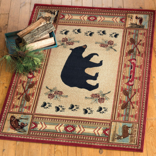 Wooded River Bear Rug - 2 x 3