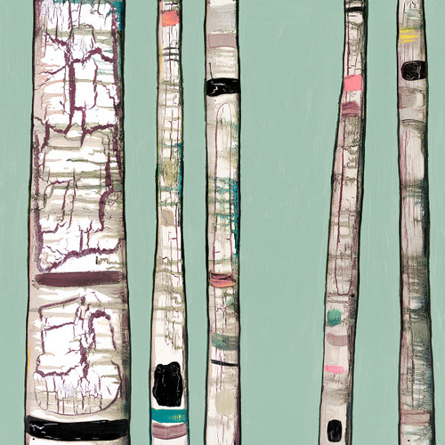 Woodland Birch Mint Canvas Art
