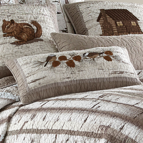 Woodland Birch Chickadee Pillow