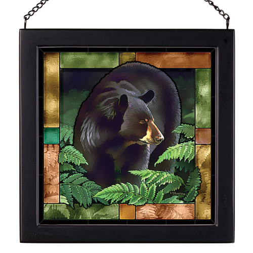 Woodland Black Bear Stained Glass Art
