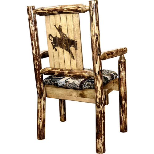 Woodsman Woodland Upholstery Captain's Chair with Laser-Engraved Bronc Design