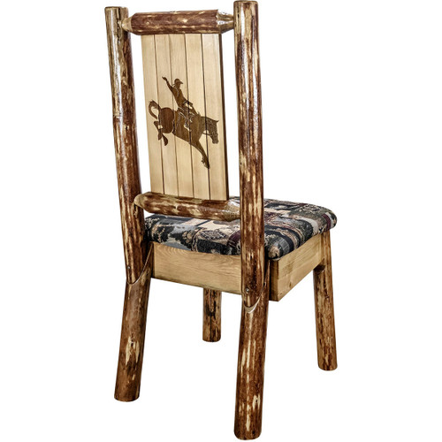 Woodsman Woodland Upholstery Side Chair with Laser-Engraved Bronc Design