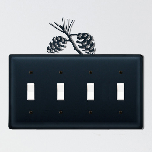 Wrought Iron Pinecone Quadruple Switch Cover