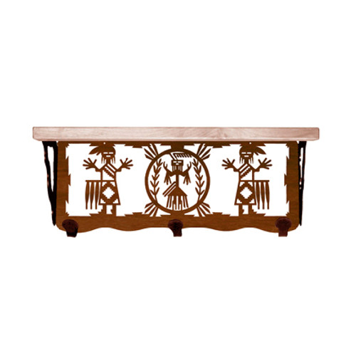 Yei 20 Inch Pine Hook Shelf