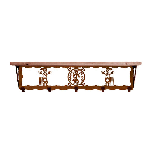Yei 34 Inch Pine Hook Shelf