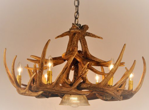 Whitetail 12 Antler Chandelier with Downlight