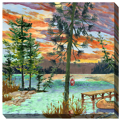 Lakeside Sunset Outdoor Wall Art