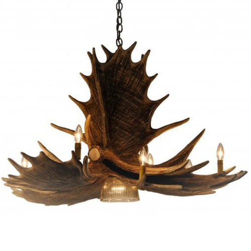 Moose 6 Antler Chandelier with Downlight